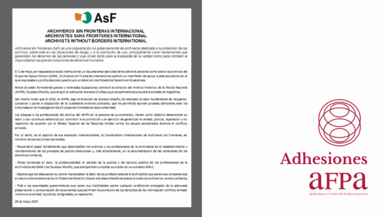 Adherimos a la Declaración de AsF en la Semana Internacional de los Archivos
