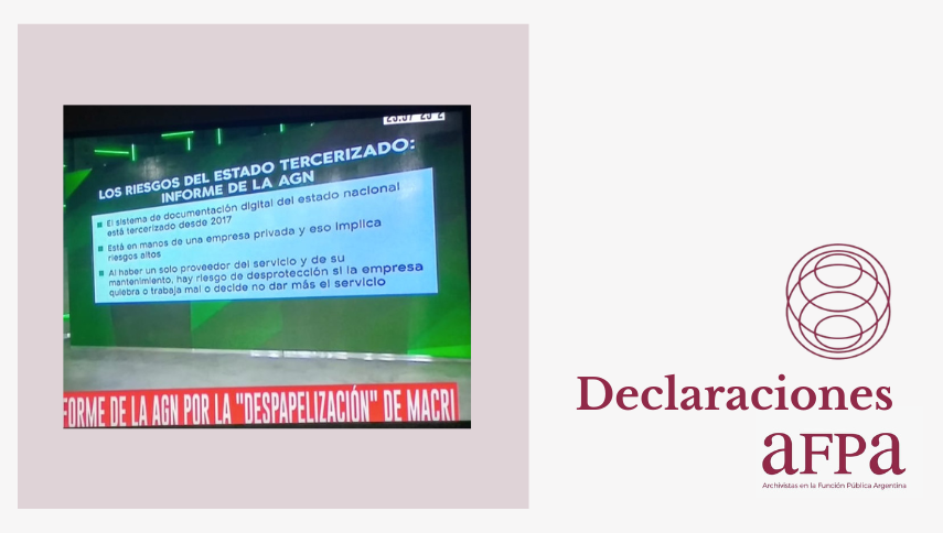 Ante la difusión del informe de la Auditoría General de la Nación sobre los riesgos de la tercerización de los Sistemas de GdE